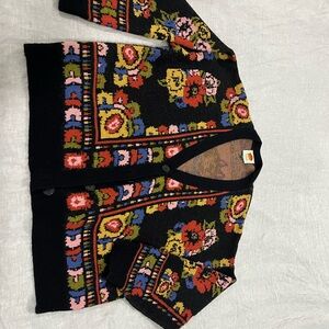 Farm Rio black flowers tapestry Cardigan